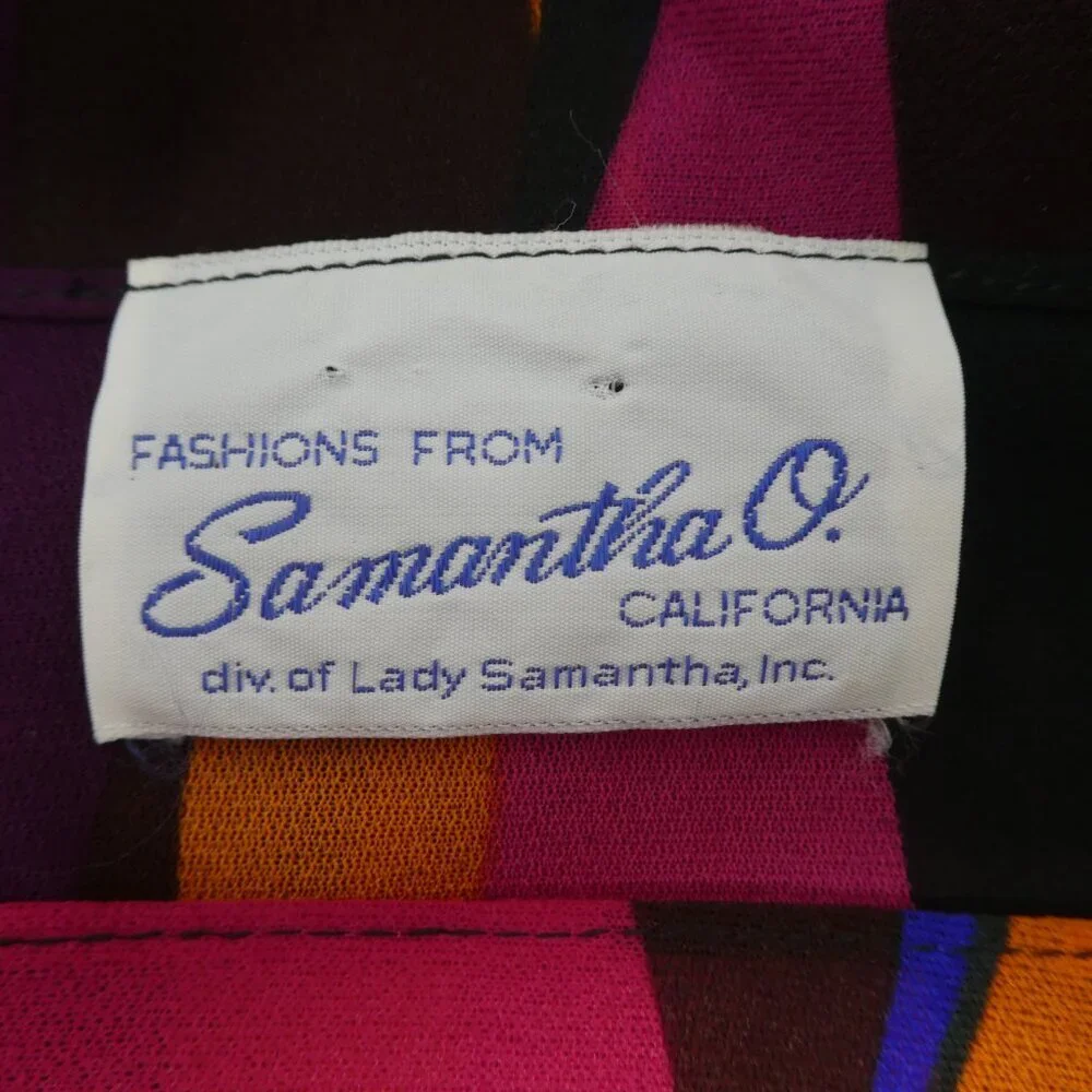Vintage Samantha O California 80's Semi Sheer Ribbon Pattern Split Sleeve Blouse